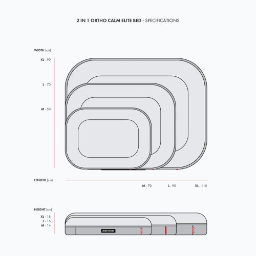 Dog Bed Ezydog 2in1 Ortho Calm Elite BEzydog Charcoal/Black - XL