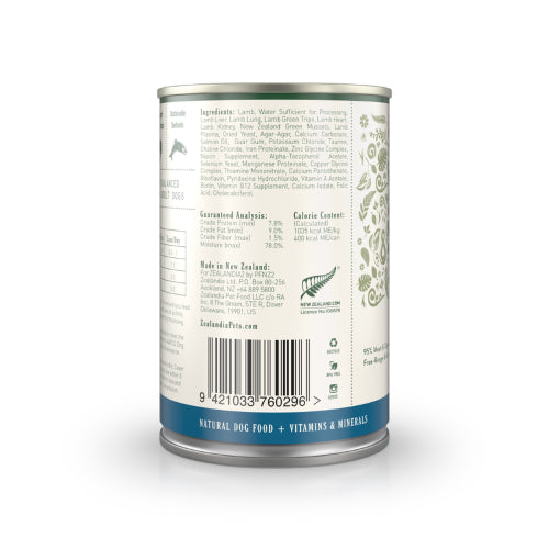 Dog Food Zealandia Dog - Lamb Pate 385g x12