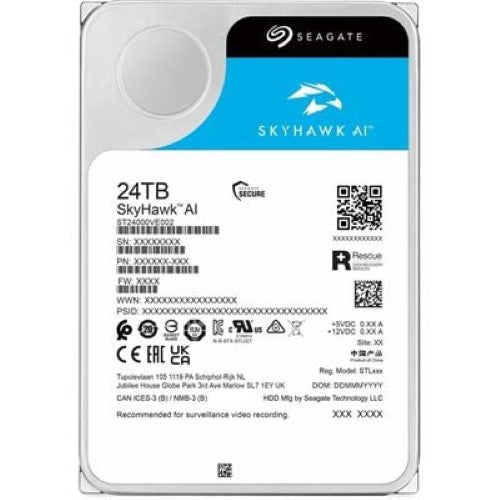 Seagate SKYHAWK AI 24TB 5YRS WARRANTY 3.5IN 6GB/S SATA 512MB (ST24000VE002)