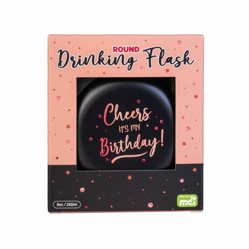 Round Flask - Rose Gold It's My Birthday (10 x 10 x 16cm)