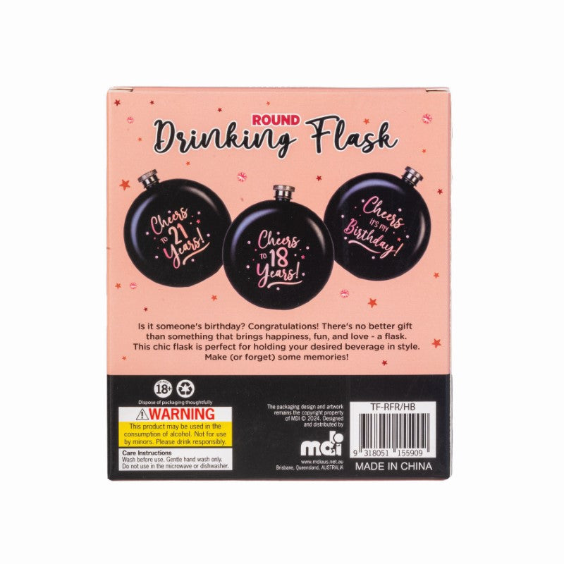 Round Flask - Rose Gold It's My Birthday (10 x 10 x 16cm)