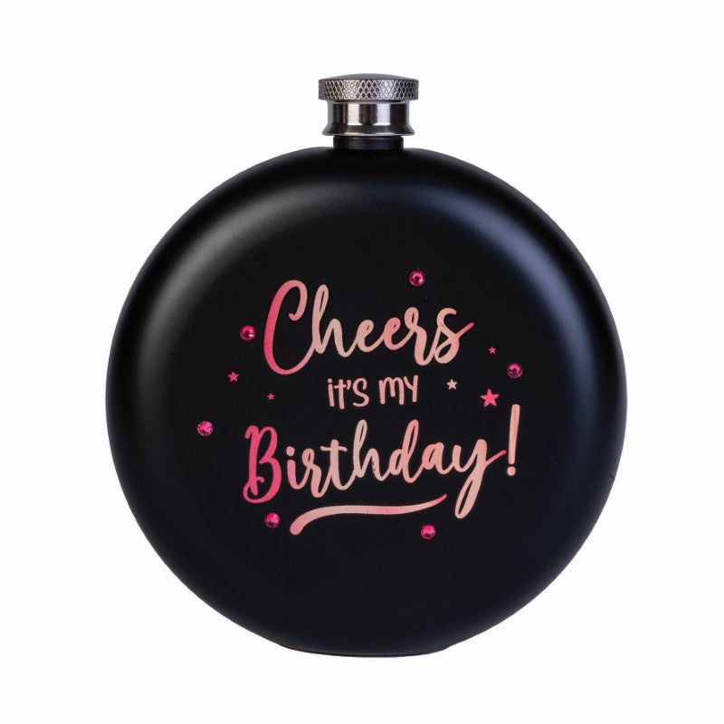 Round Flask - Rose Gold It's My Birthday (10 x 10 x 16cm)