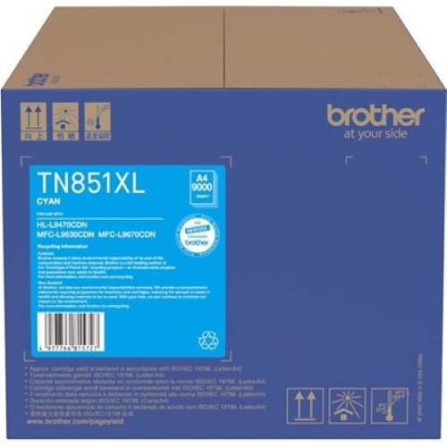 Brother TN851XLC XL Cyan Toner Cartridge (TN851XLC)