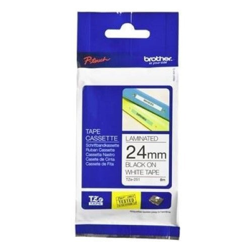 Brother TZe251 24mm x 8m Standard laminated Black on White (TZE251)