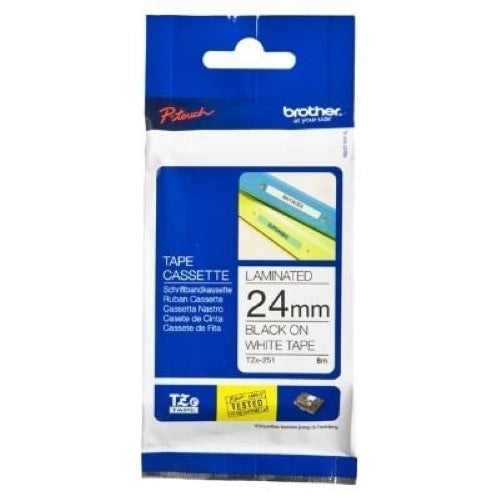 Brother TZe251 24mm x 8m Standard laminated Black on White (TZE251)