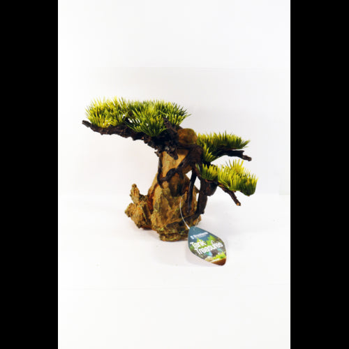 Aquatic Ornament Rock with Bonsai Tree 23cm