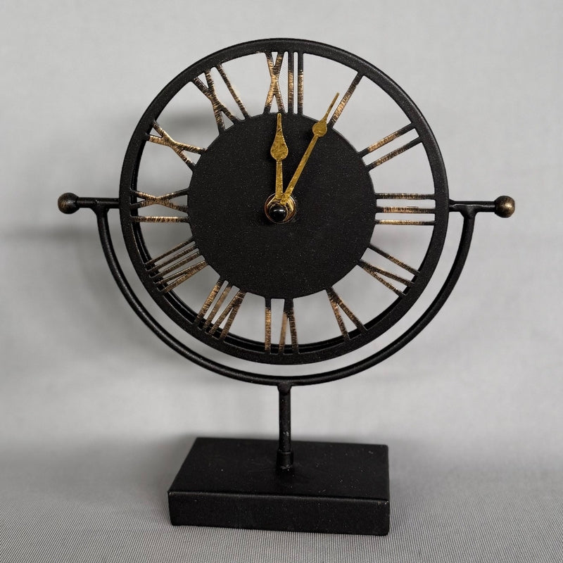 Mantel Clock - Black And Gold (20 x 20cm)