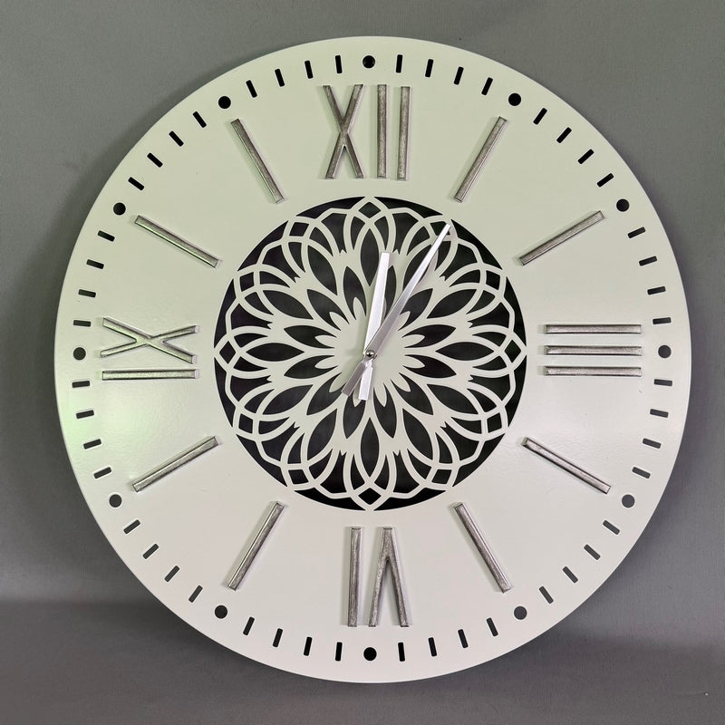 Numbers Clock - White With Silver (60cm)