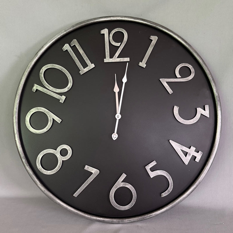 Clock - Black/Silver Numbers (60cm)