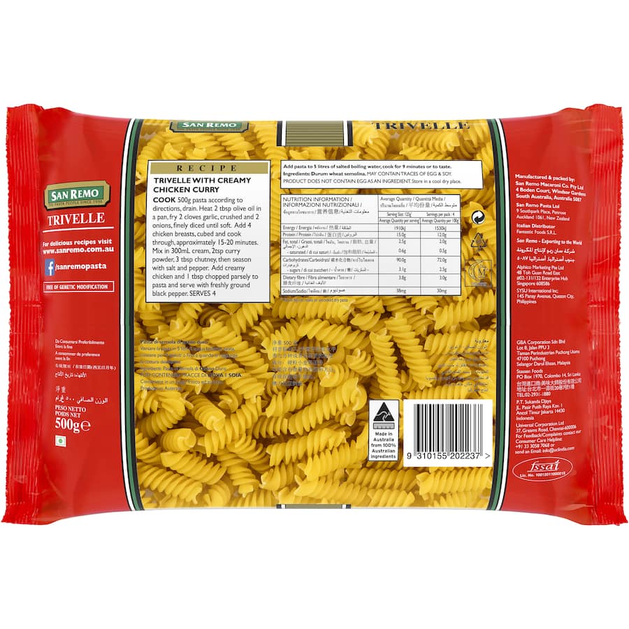 San Remo Pasta Trivelle