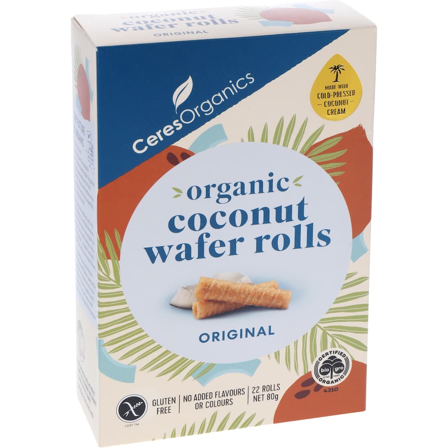 Ceres Organics Coconut Wafer Rolls Original 80g 22pack