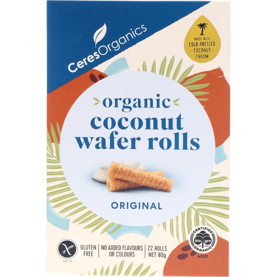 Ceres Organics Coconut Wafer Rolls Original 80g 22pack