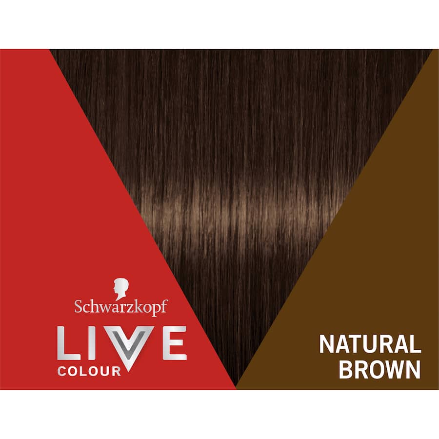 Live Colour Hair Colour in Natural Brown offers vibrant, glossy color with an ammonia-free formula for healthy, radiant hair.