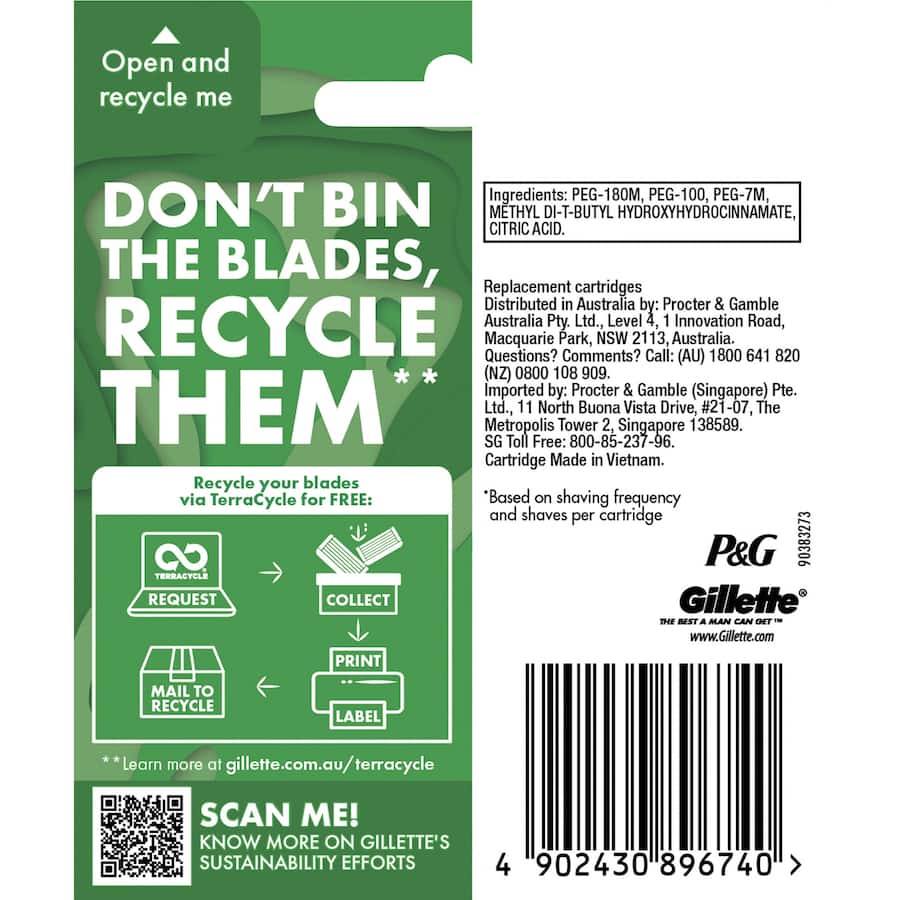 Gillette Mach 3 Turbo 3D Replacement Blades for a smooth, precise, and comfortable shave, designed to adapt to facial contours.