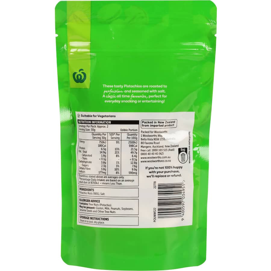 Woolworths Pistachios 115g