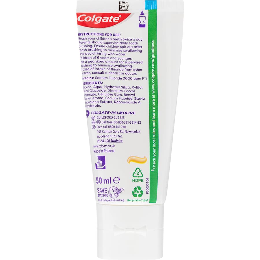 Colgate Kids Strawberry Toothpaste for 0-2 years, ensuring gentle dental care with fluoride and 0% artificial ingredients.
