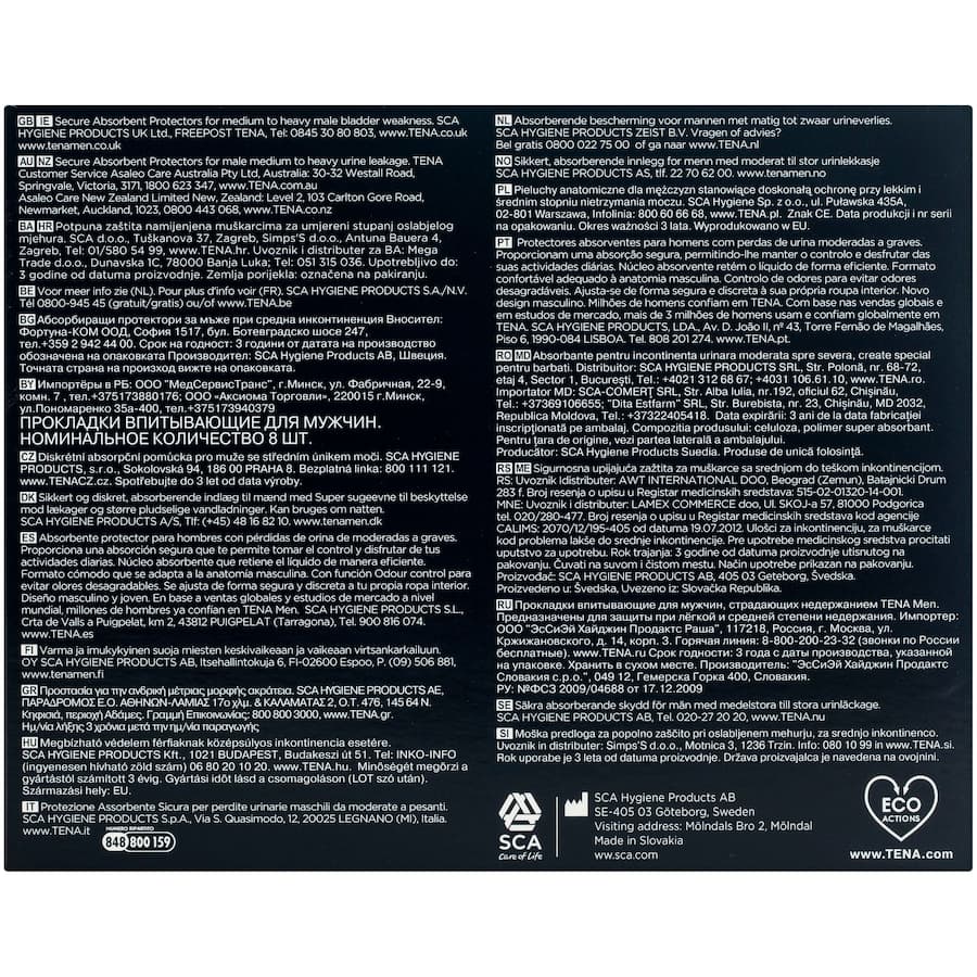 Discreet and super absorbent TENA Men Continence Pads Level 3 for maximum protection against heavy bladder leaks.