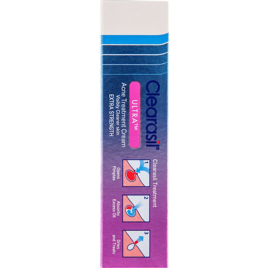 Clearasil Ultra Acne Treatment Cream for stubborn acne, reduces breakouts and promotes visibly clearer skin.