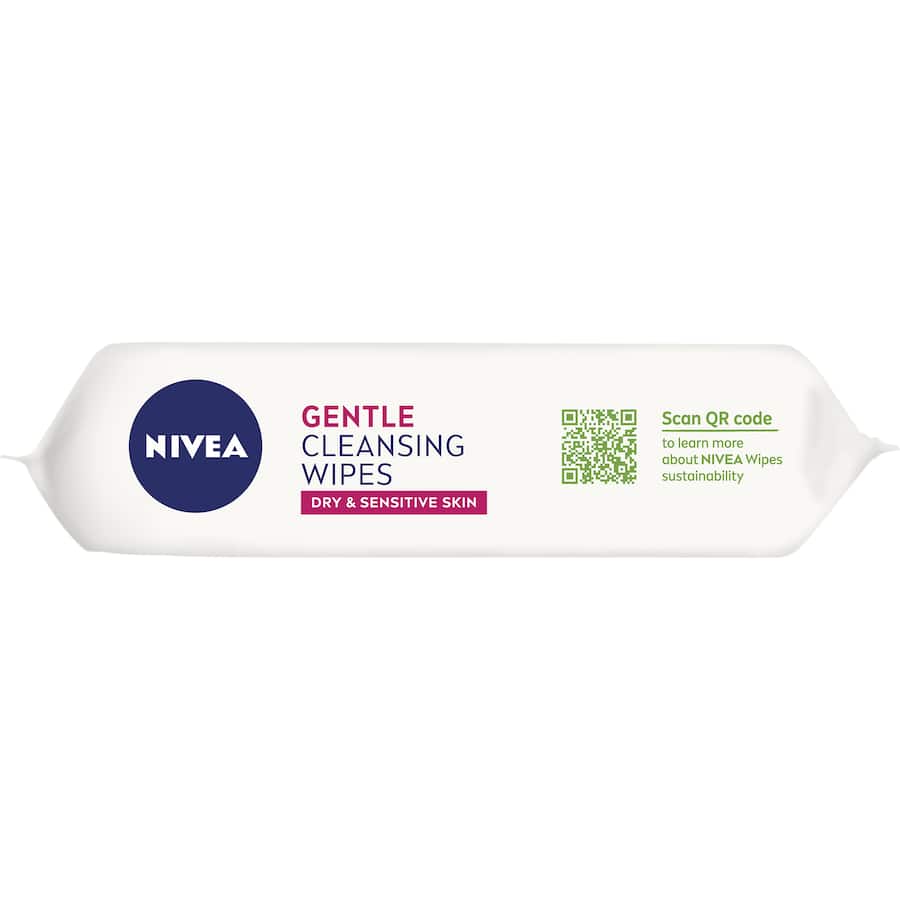 Biodegradable Nivea Facial Wipes Gentle with Almond Oil for effective make-up removal and hydration, ideal for sensitive skin.