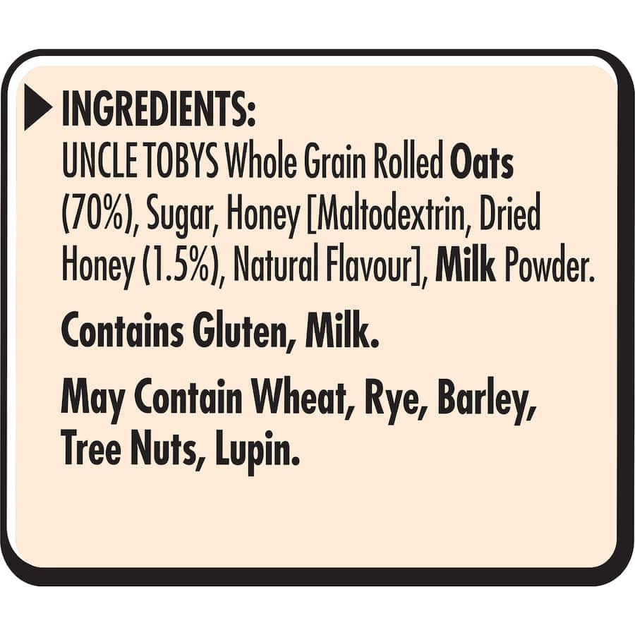 Uncle Tobys Oats Quick Sachets Creamy Honey 8 pack 368g