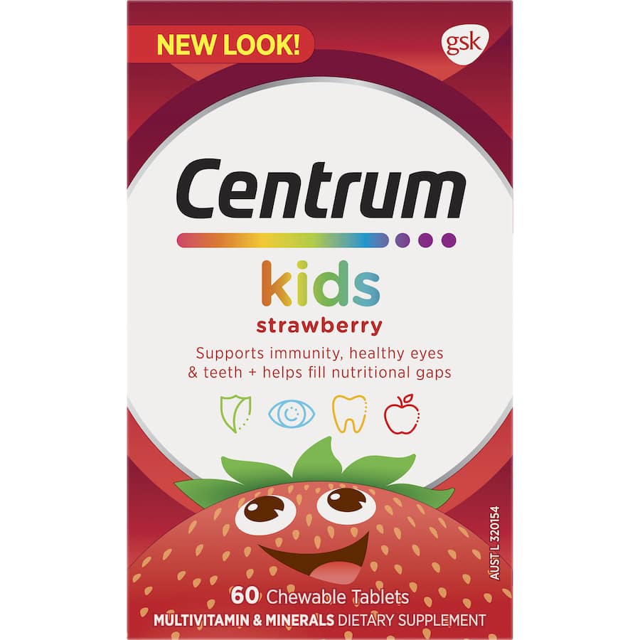 Centrum Kids Chewable Tablets Strawberry Tablets 60pack