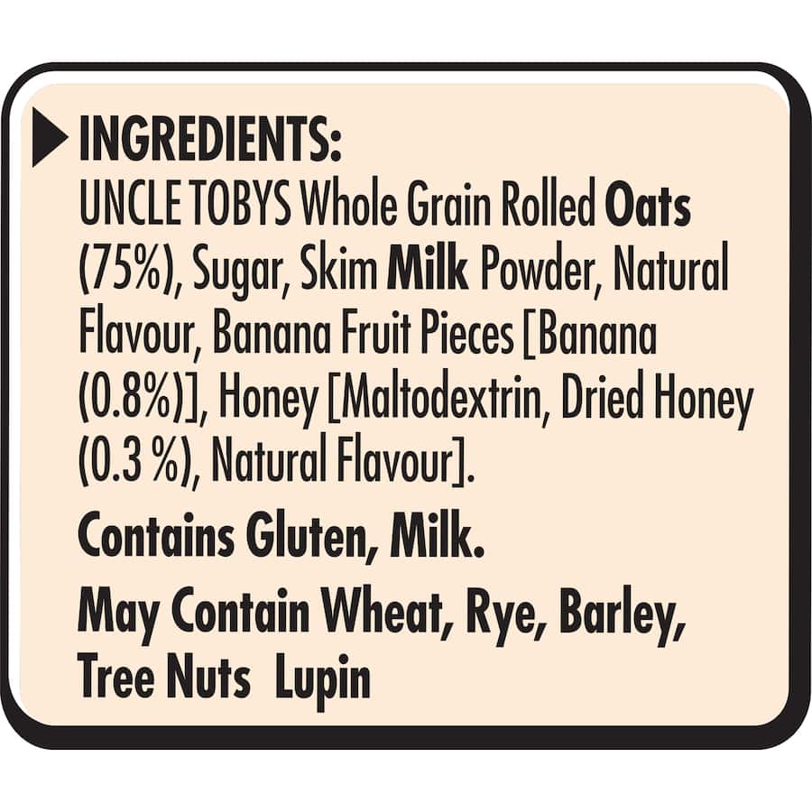 Uncle Tobys Oats Quick Sachets Banana Honey 8 pack 368g