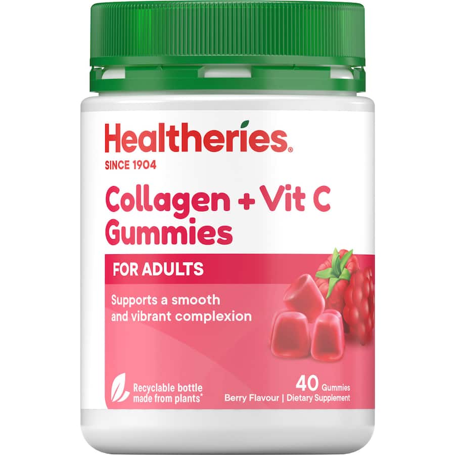 Colorful gummies designed to enhance skin health with collagen and Vitamin C for a radiant, youthful complexion.