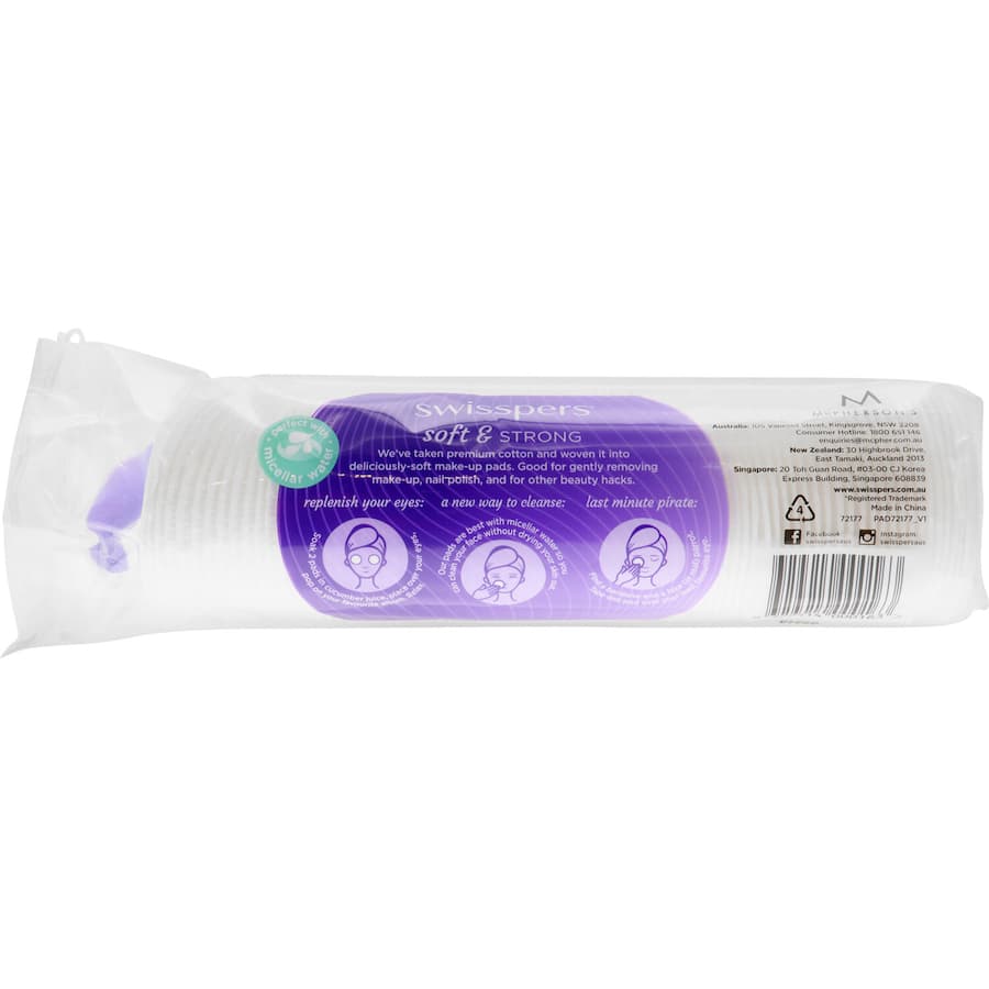 Soft and strong Swisspers Cotton Pads for gentle makeup removal, toner application, and versatile beauty hacks.