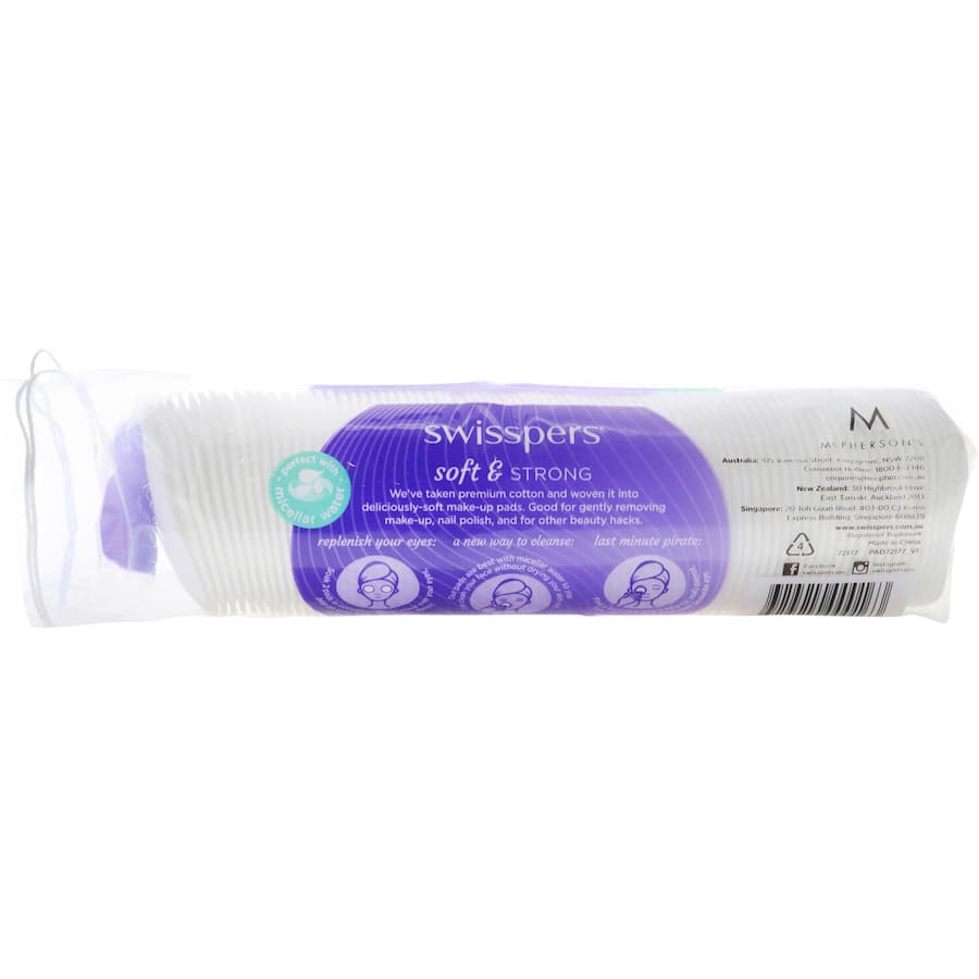 Soft and strong Swisspers Cotton Pads, perfect for makeup removal, cleansing, and skincare routines.
