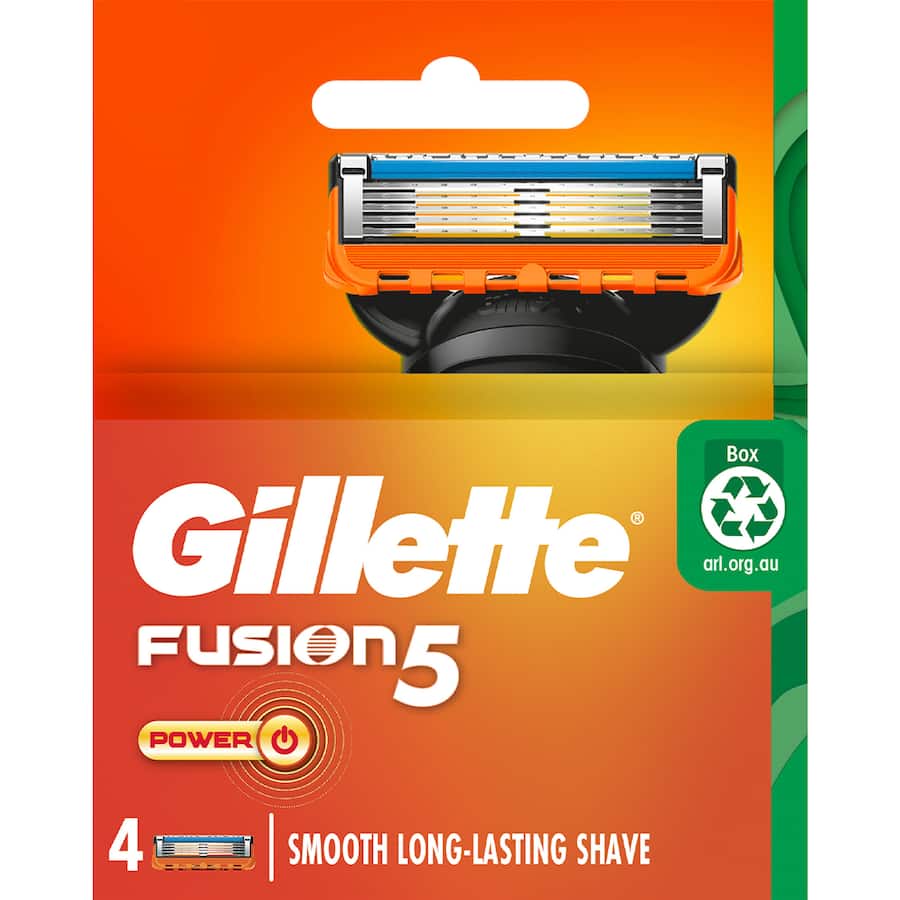 Gillette Fusion Power 5 Razor Blades for a smooth, close shave with 5 antifriction blades and precision trimmer for styling.