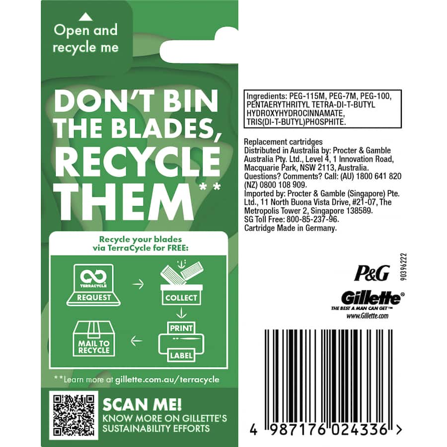 Gillette ProGlide 5 Razor Blades with five anti-friction blades, precision trimmer, and advanced lubrication for a smooth shave.