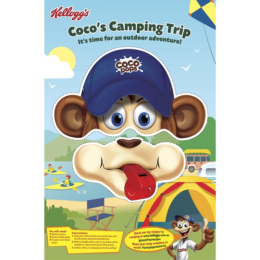 Kelloggs Coco Pops Gluten-Free cereal with crunchy chocolate flavor, perfect for breakfast or a snack.