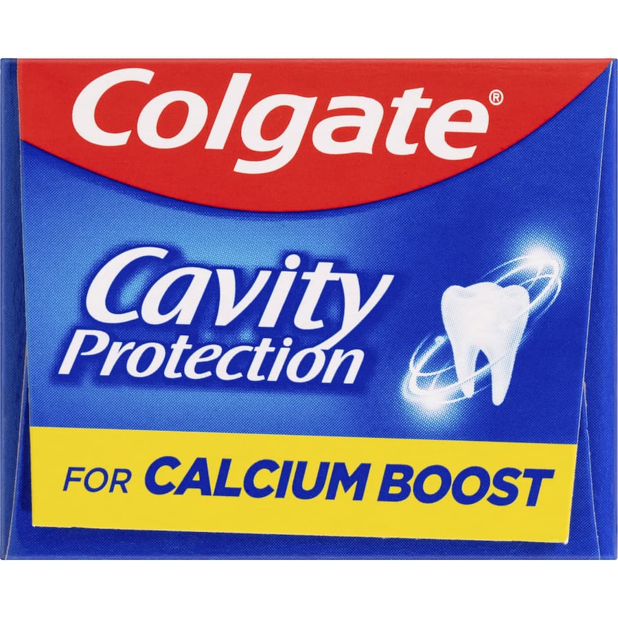 Colgate Cavity Protection Toothpaste value pack, vegan, sugar-free, gluten-free, with natural calcium for strong, healthy smiles.