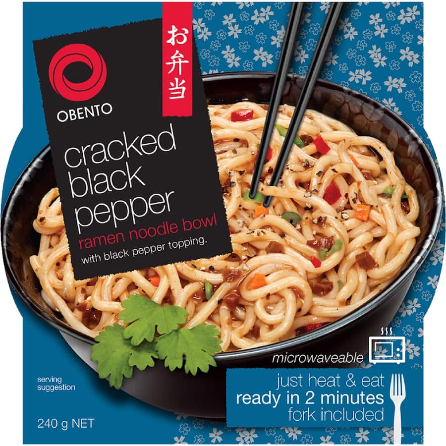 Obento Instant Noodles Cracked Black Pepper Bowl 240g