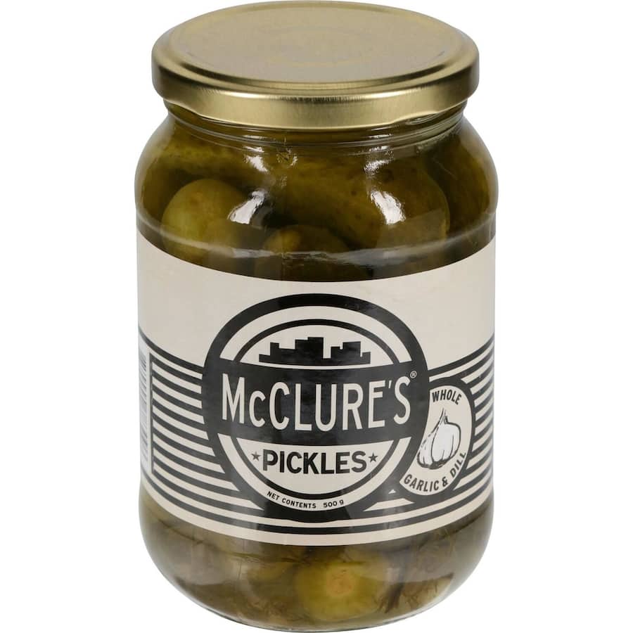 Mcclures Gherkins Whole Garlic & Dill Pickles 500g