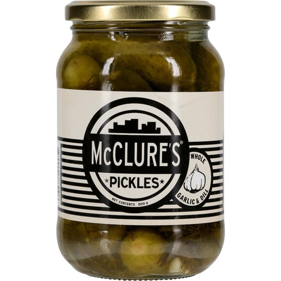 Mcclures Gherkins Whole Garlic & Dill Pickles 500g