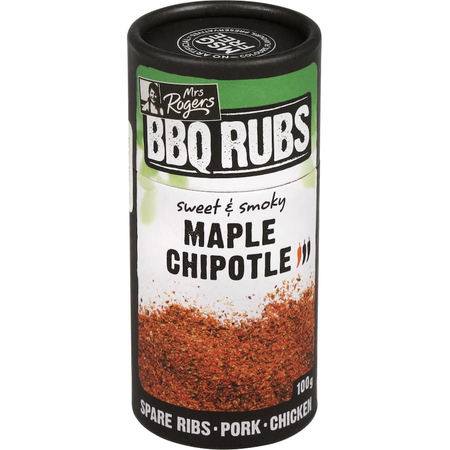 Mrs Rogers Bbq Rub Sweet & Smoky Maple Chipotle Shaker 100g