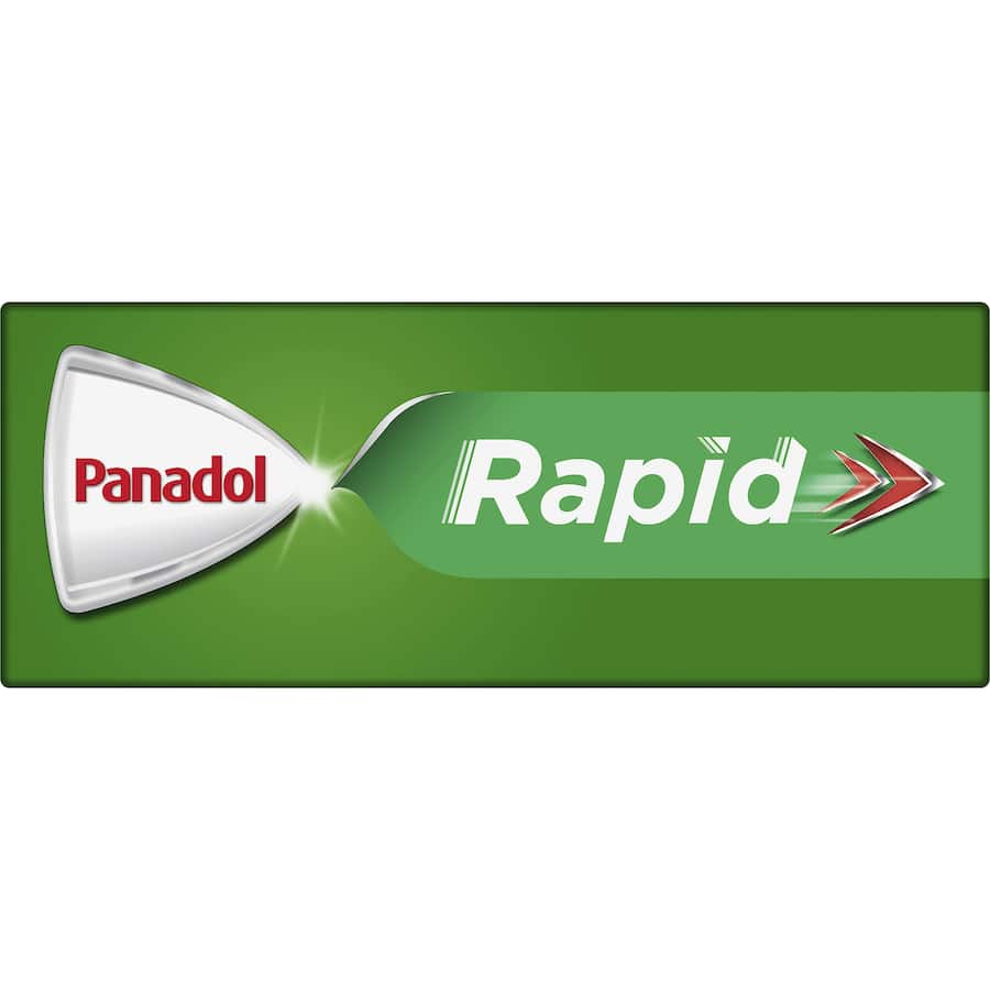 Panadol Rapid 500mg caplets for fast pain relief from headaches, muscular aches, toothache, and fever reduction.