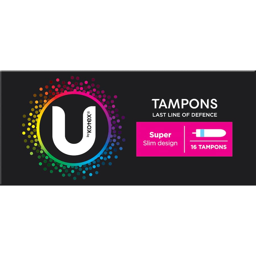 U By Kotex Super Tampons for heavy flow, featuring a smooth applicator and LeakGuard technology for ultimate comfort.