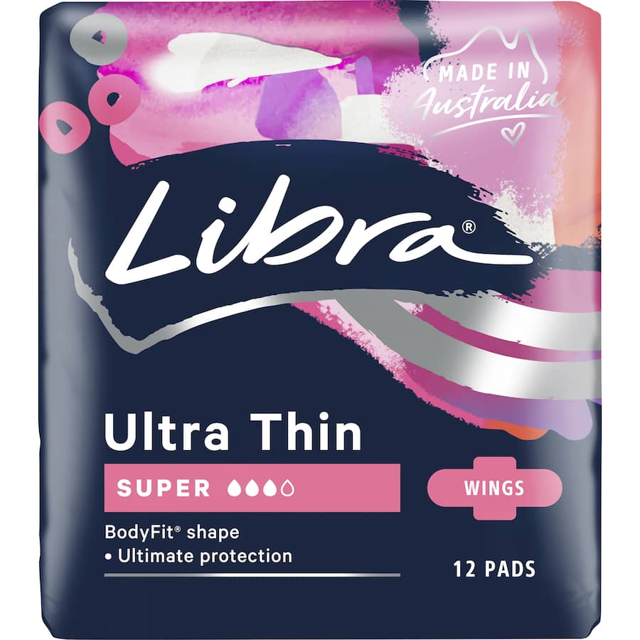 Libra Ultra Thin Pads Super With Wings 12pack