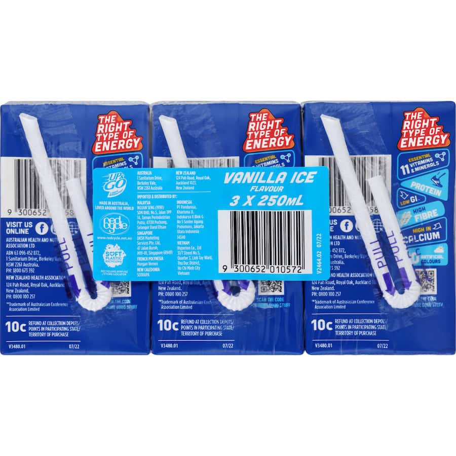 Sanitarium Up & Go Liquid Breakfast Vanilla Ice 3pk 250mL