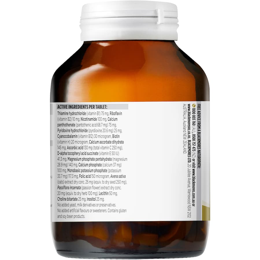 Blackmores Executive B Stress Formula bottle showcasing essential B vitamins and magnesium for stress management and vitality.