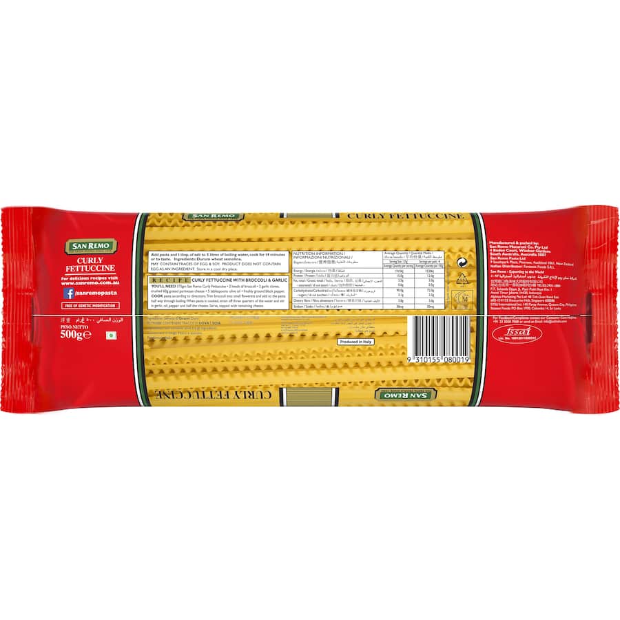 San Remo Pasta Curly Fettuccine No. 80 500g