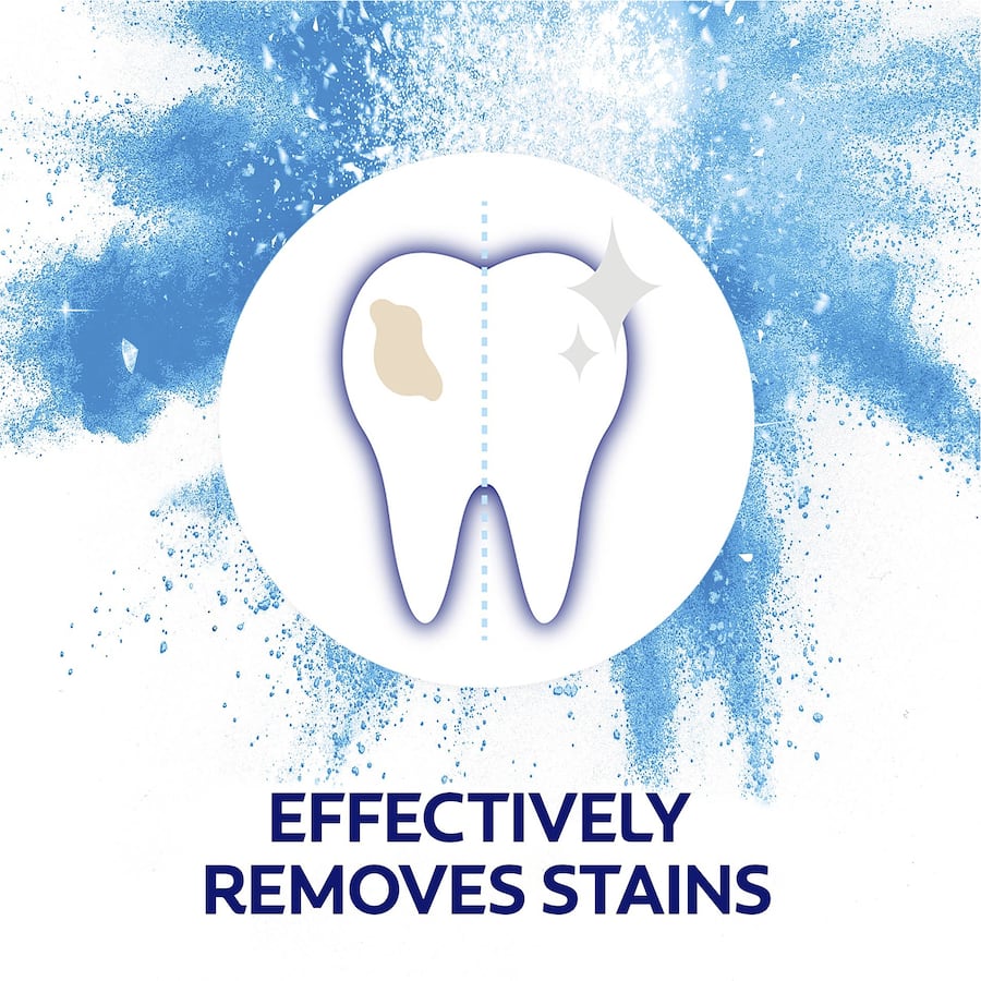 Colgate Advanced Whitening Toothpaste featuring micro-cleansing crystals for surface stain removal and enamel protection.