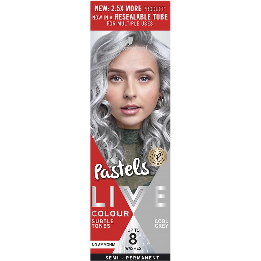 Chic semi-permanent hair dye in Cool Grey, perfect for a trendy pastel look with nourishing, cruelty-free formula.
