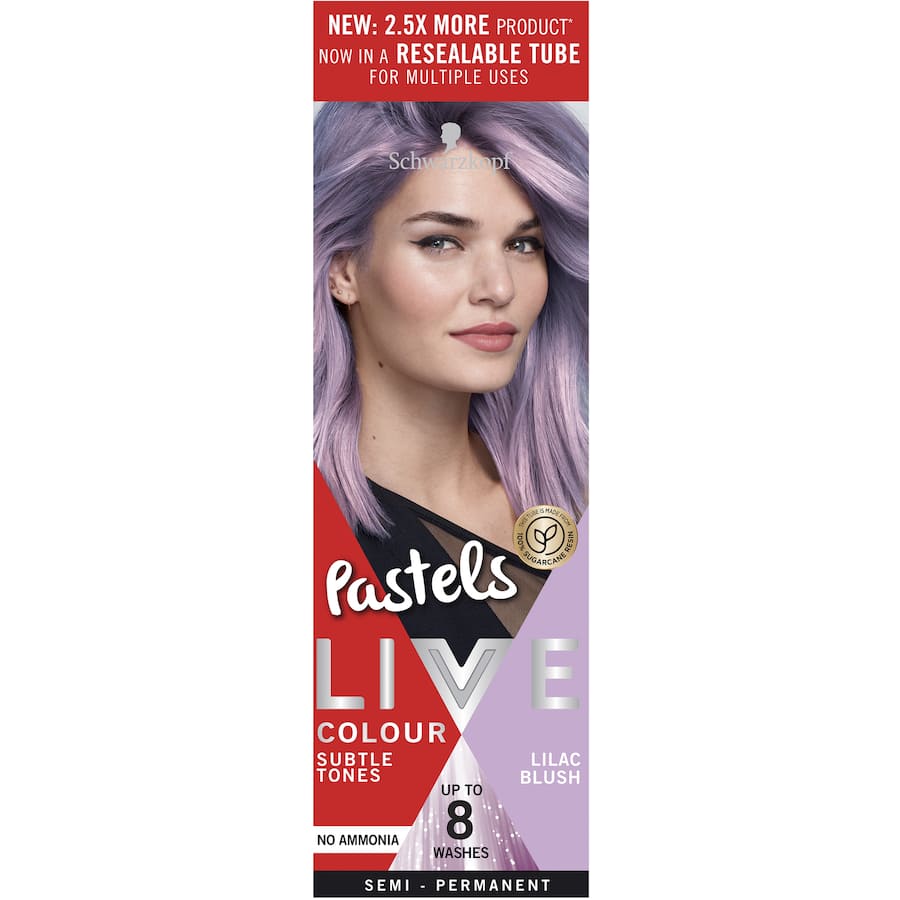 Pastel lilac hair dye for vibrant color, soft shine, and easy application; cruelty-free and vegan.