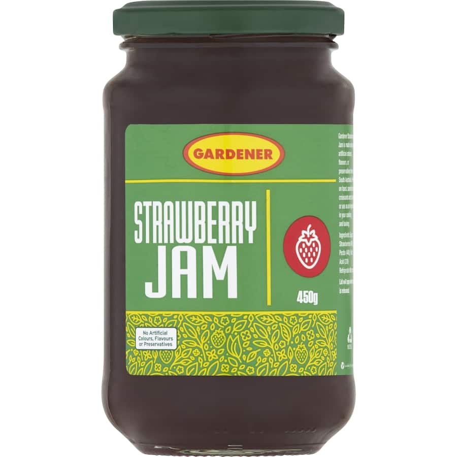 Luscious Gardener Jam Strawberry made from handpicked sun-ripened strawberries, perfect for toast and recipes.