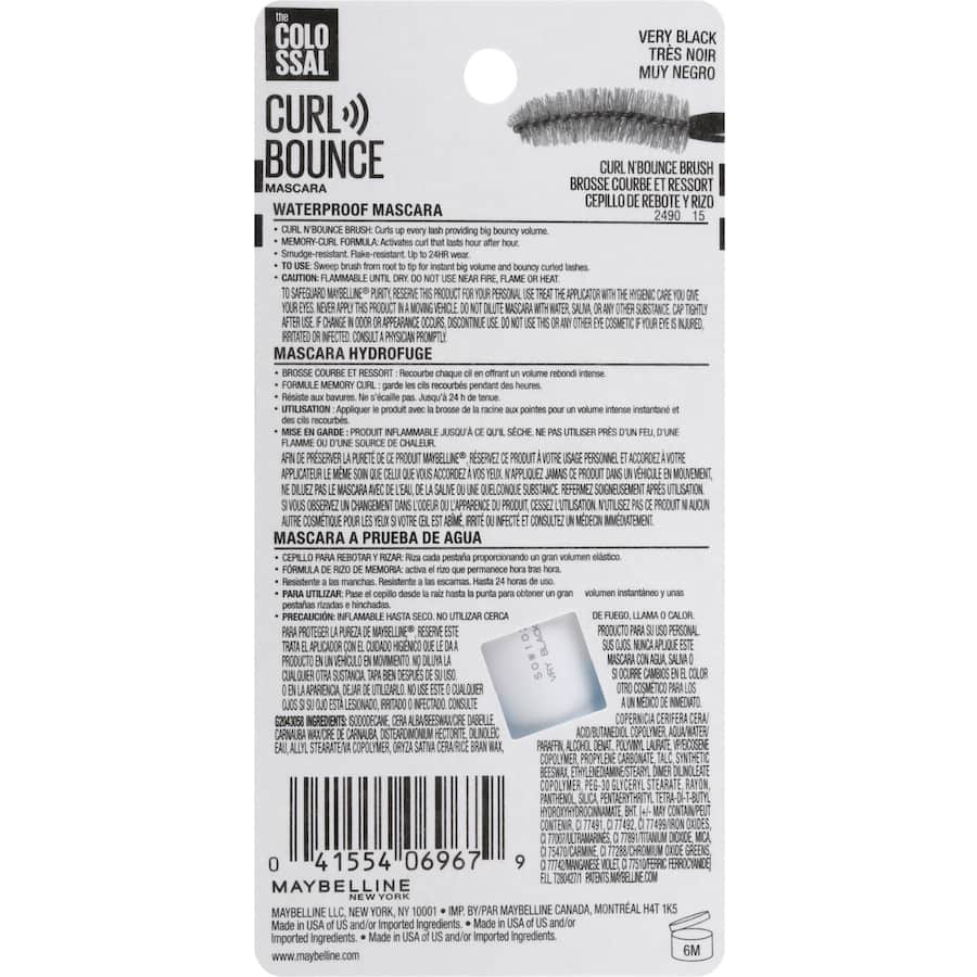 Maybelline Colossal Curl Mascara Very Black Waterproof 10mL