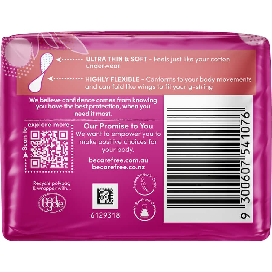 Ultra-thin, breathable panty liners designed for daily comfort, featuring a flexible, barely-there fit for light discharge.