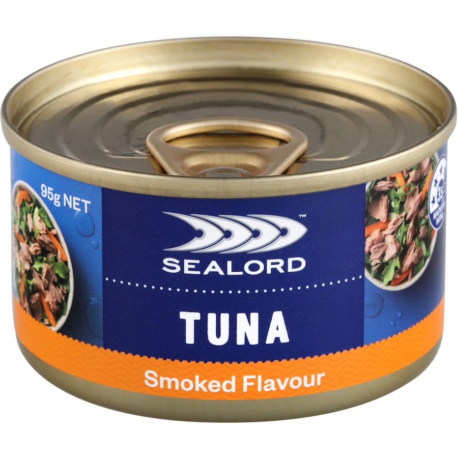 Sealord Sensations Smoked Tuna in a can, packed with natural smoky flavor, high protein, and omega-3s for versatile meals.